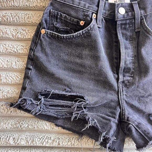 RE/DONE Black Denim Cutoff Shorts | Like New Condition | 26 - Picture 2 of 7